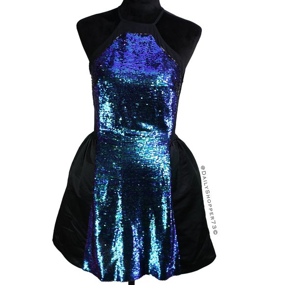 Dosia Halter Floral Sequin Mini Dress – Sparkle & Shine Backless Party Look main image 1